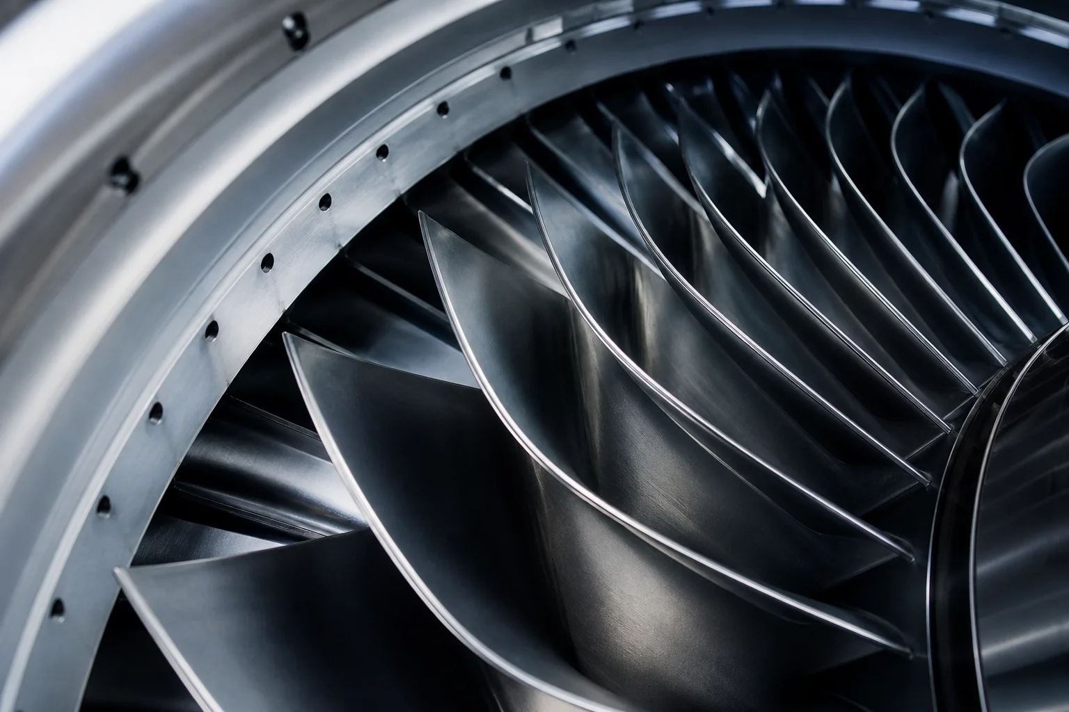 Macro detail of precision titanium turbine blades